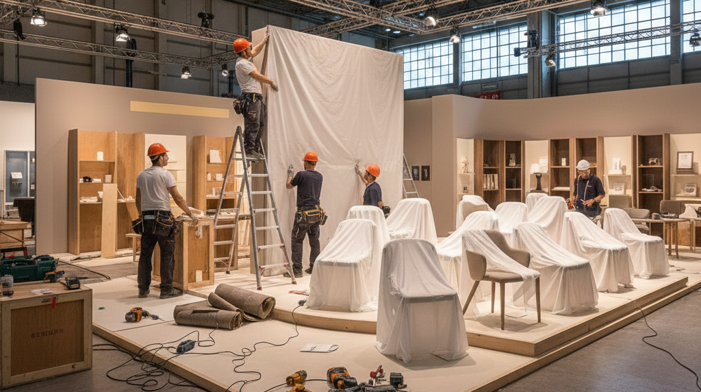 Preparazione stand fiera